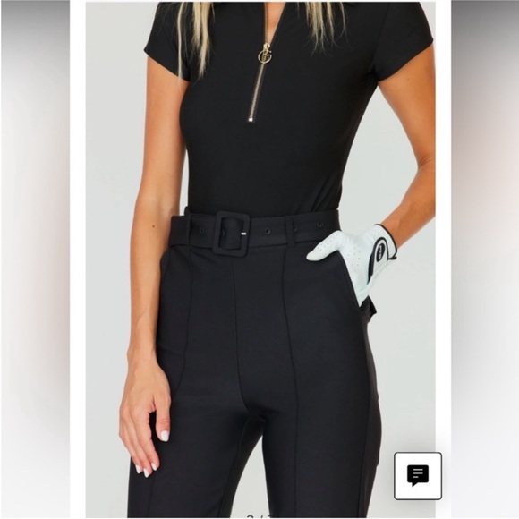 Goldie Byrd Belted Hybrid Pants Golf Straight leg high waist Black Medium NWT - Picture 5 of 14